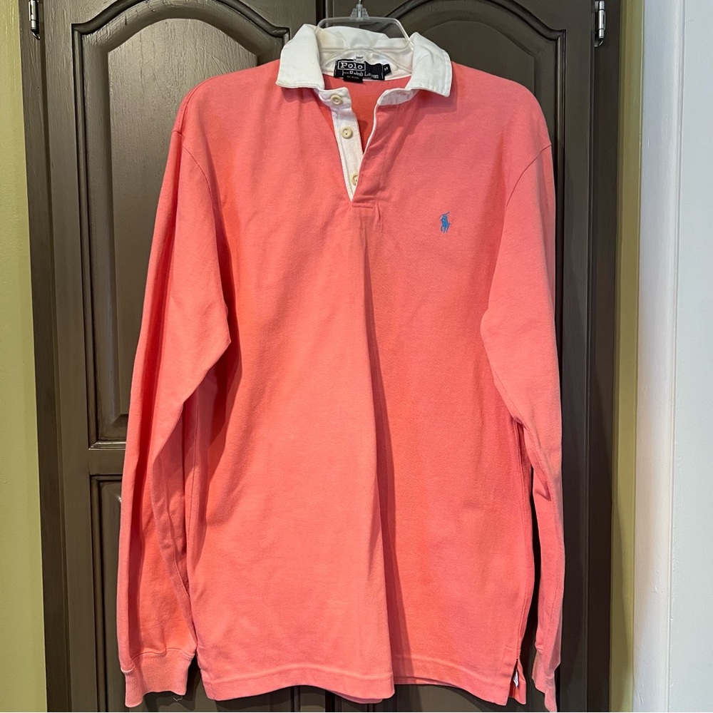 Polo Ralph Lauren Coral rugby 80’s Made USA vintage Men M excellent heavy cotton